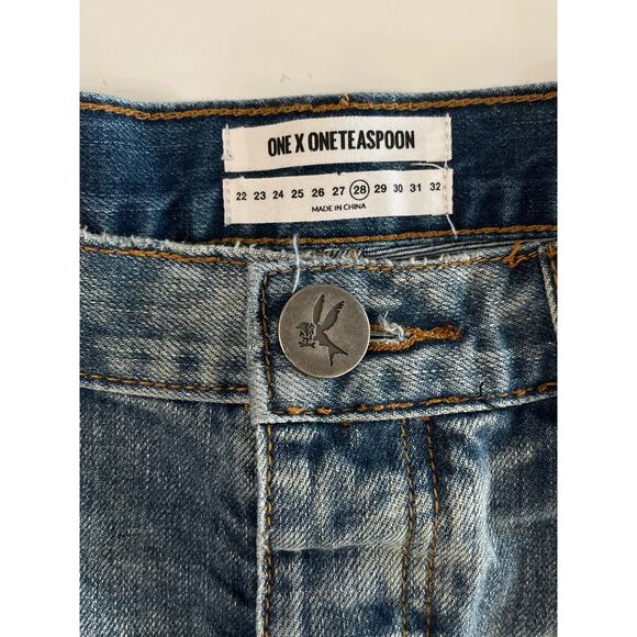 One Teaspoon Royale Bonitas Shorts 28 Colour Royale Mid Rise Button NWT - Picture 2 of 6